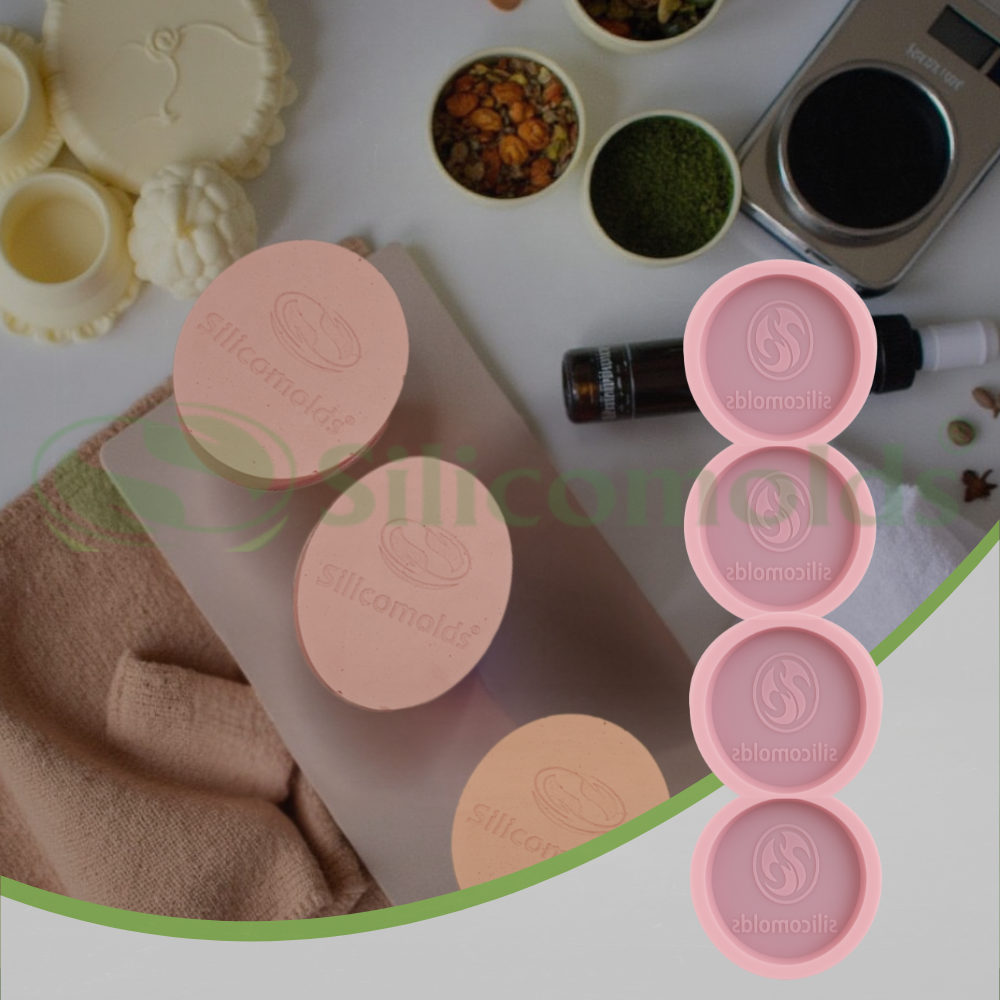 SILICOMOLDS - 100gms - Oval - 4 cavities - Silicone Soap Mold With Customised Logo.